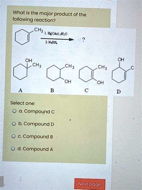 SOLVED What Is The Major Product Of The Following Reaction CH3COOH