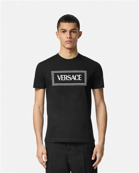 Embroidered '90s Vintage Logo T-Shirt Black | VERSACE