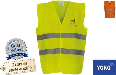 Gilet de sécurité fluorescent à fermeture par Velcro personnalisable