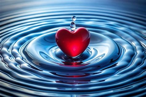 Premium Photo Pure Heart Water Splash With Ripples Heart Shaped Water