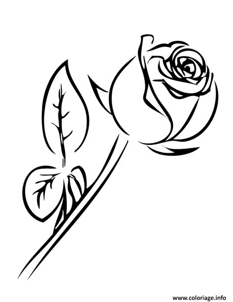 Coloriage Rose Simple Noir Et Blanc Jecolorie