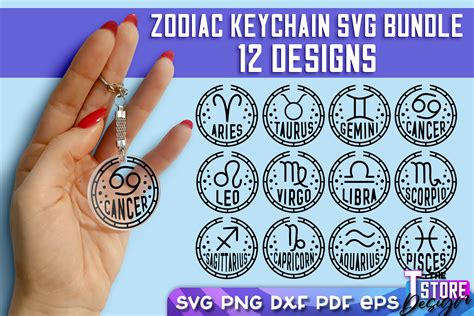 Zodiac Keychain Svg Keychain Design Graphic By The T Store Design