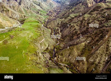 An Areal Shot Of The Beautiful Armenian Mountains In The Armenian