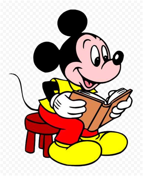 A Cartoon Mickey Mouse Reading A Book