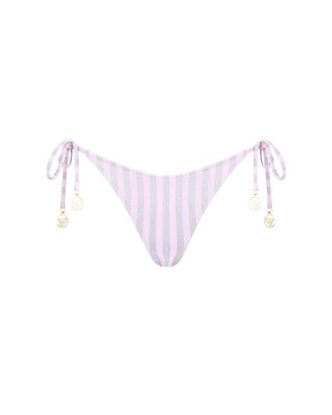 Pink Side Tie Thong Low Rise Bikini Bottom M Vivien Vance