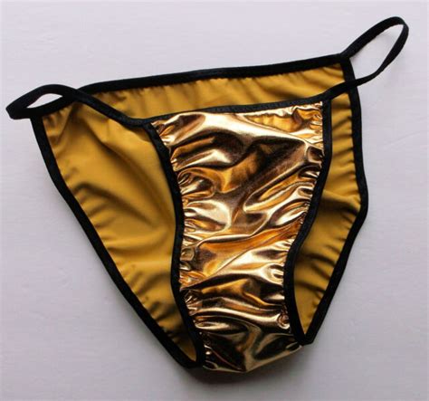 Mens String Bikini Seamless BODY HUG Underwear SHINY METALLIC Gold Silver Black EBay