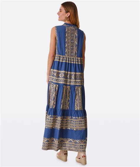 Greek Archaic Kori Linen Embroidered Midi Dress Jules B