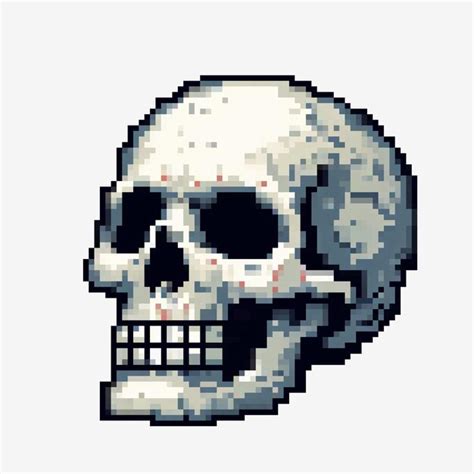 Premium Vector Human Skull Pixel Art Vector Icon