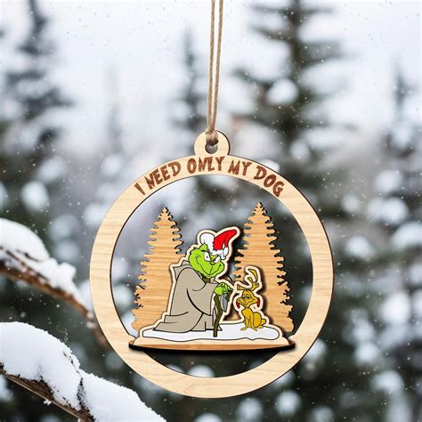 Cyinyin Grinch Christmas Wooden Hollow Ornaments Xmas Tree Hanging