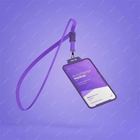 Premium Psd Vertical Id Card With Holder Mockup