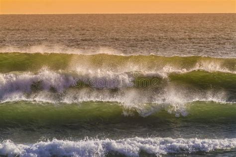 Sunrise And Shining Waves In Ocean Stock Image Image Of Orange Edge