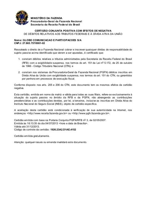 Certidão Conjunta De Débitos Relativos A Tributos Federais - Certidão Conjunta de Débitos Relativos a Tributos Federais e à Dívida…