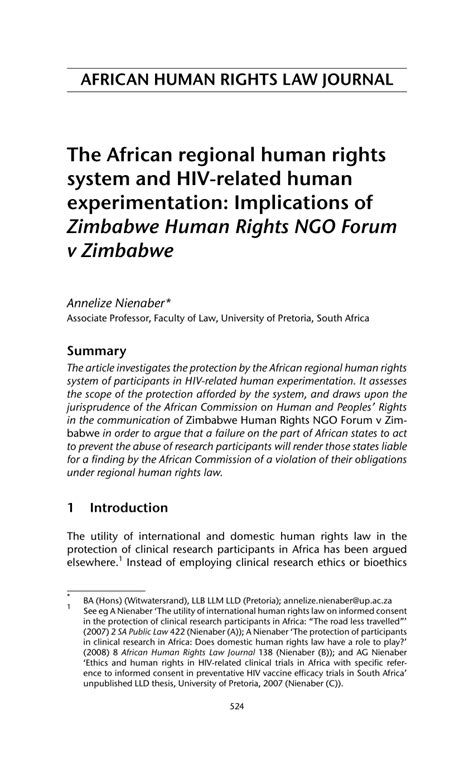 Pdf African Human Rights Law Journal The African Regional Human