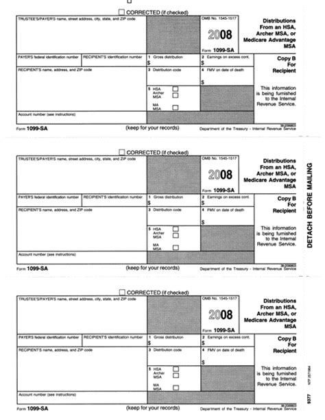 Form 1099-SA, Distributions from an HSA, Archer MSA, or Medicare Advantage MSA, IRS Copy B