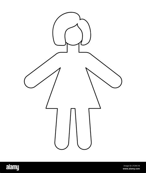 Simple cartoon blank body woman template. Silhouette Girl child figure ...