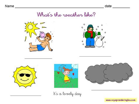 Worksheets Weather 01 Fichas en Inglés el Clima Voy Aprender Inglés