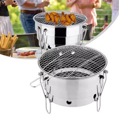 GRILL EXT RIEUR PORTABLE Au Charbon De Bois En Acier Inoxydable Pour