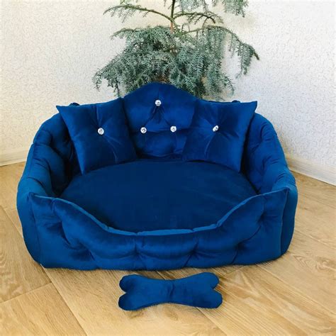 Blue Luxury Dog Bed Dog Sofa Large Dog Bed Personalized Pet Bed