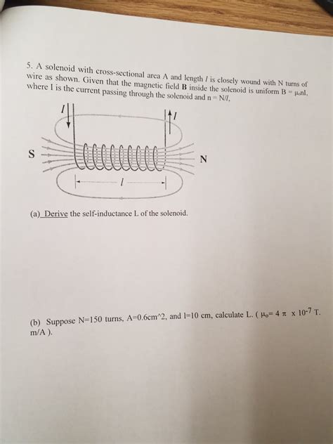 Solved 5 A Solenoid With Cross Sectional Area A And Length