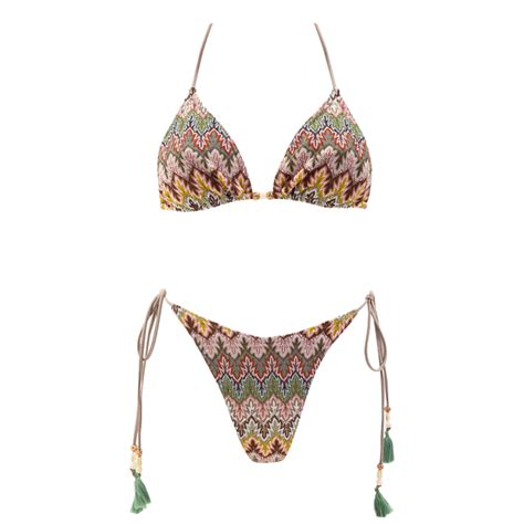 Rose Blush Triangle Broderie Bikini With Tessels Aulala Paris Wolf Badger