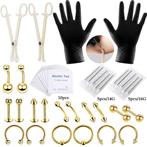 Professional Body Piercing Tools Kit Ear Nose Navel Nipple Needles