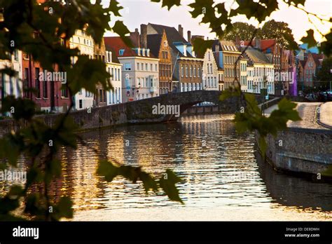 Canals in the city, Bruges, Brugge, Flanders,Belgium, UNESCO World ...