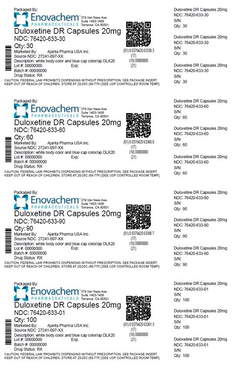 Ndc Duloxetine Capsule Delayed Release Oral