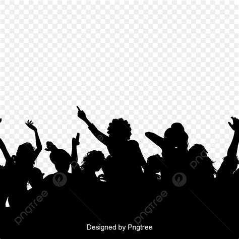 Simple Crowd Silhouette Vector PNG, Cartoon Simple Black Crowd ...