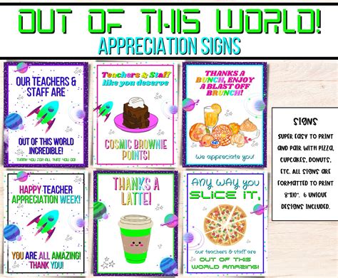 EDITABLE Space Theme Teacher And Staff Appreciation Week Kit Itinerary