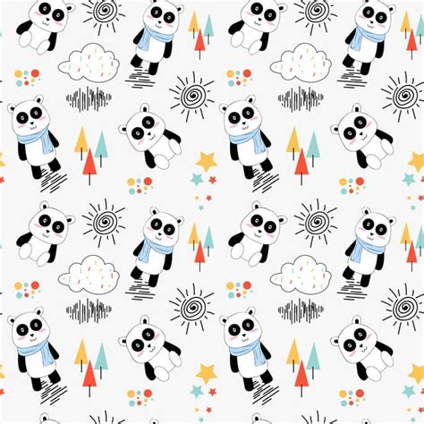 Cute Panda Seamless Pattern for Baby Clothes Fabric