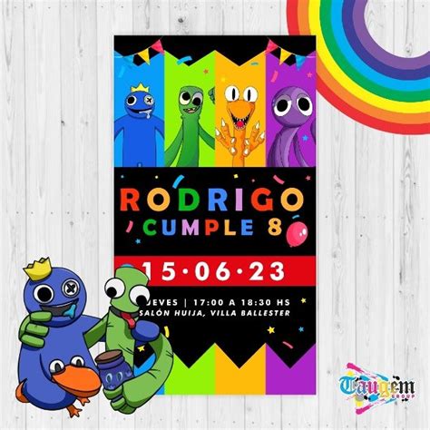 Invitaci N Digital Rainbow Friends Taugem