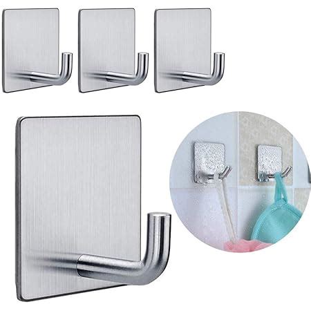 Hasthip Pack Stainless Steel Adhesive Wall Hanger Self Adhesive