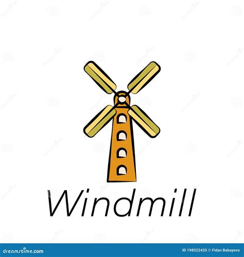 Windmill Hand Drawn Sketch Vector Illustration Isolated On White