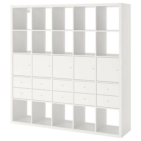 Стеллаж 25 ячеек с ящиками и дверцами - IKEA KALLAX, 182х182 см, белый ...