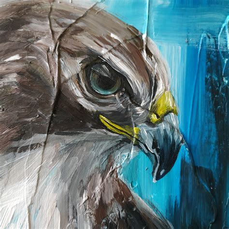 Hawk Painting Original Acrylic Hawk Wall Art Hawk Artwork Etsy