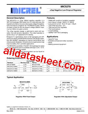 MIC5270 05 Datasheet PDF Micrel Semiconductor