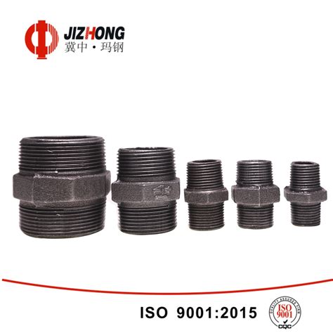 Well Stock Black Hot Dipped Galvanized Malleable Cast Iron Tube Fittings Hexagon Nipple Gi