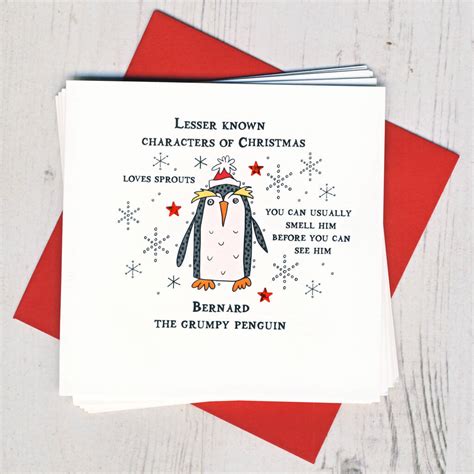 Pack Of Five Grumpy Penguin Christmas Cards By Eggbert Daisy