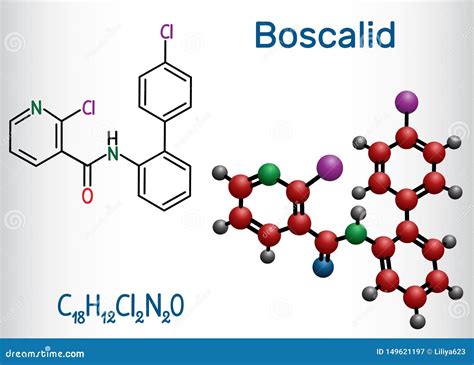 Boscalid Fungicide Molecule 3d Rendering Atoms Are Represented As