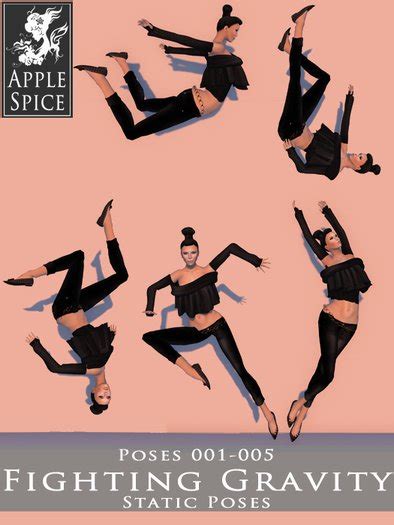 Second Life Marketplace Apple Spice Fighting Gravity Poses 001 005 Fatpack