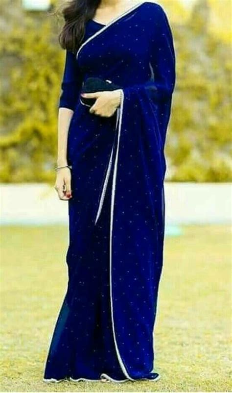 Navy Blue Saree Plain Atelier Yuwa Ciao Jp