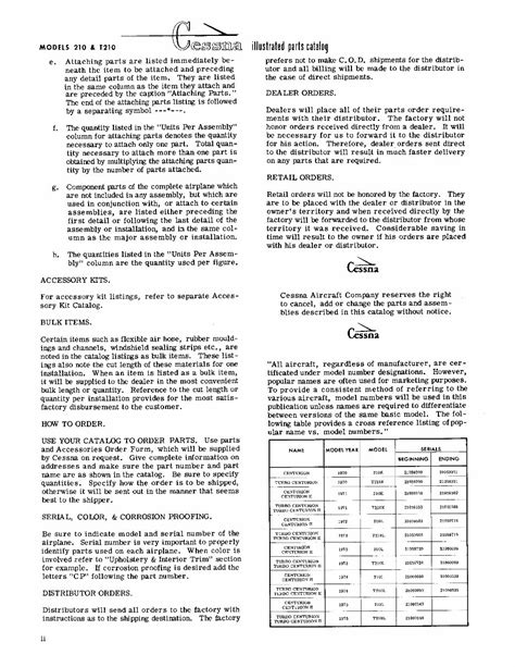 Cessna Parts Catalog Manual Thru Cessna Centurion