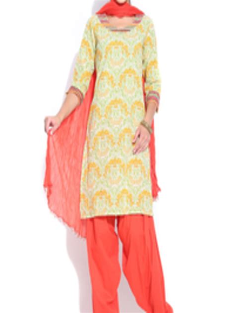 Buy Jaipur Kurti Off White And Orange Printed Salwar Suit With Dupatta Kurta Sets For Women