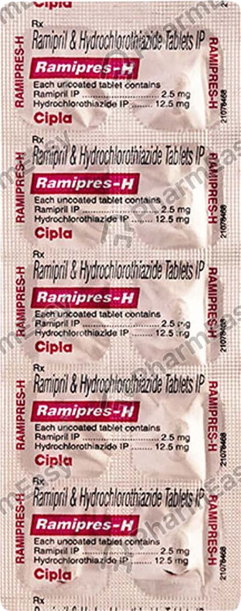 Ramipres H 2 5mg Strip Of 10 Tablets Uses Side Effects Price