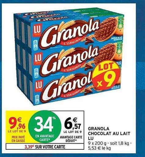 Promo Granola chocolat au lait lu chez Intermarché Hyper