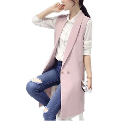 High Quality Elegant Spring Womens Vest Slim Long Female Vests Winter