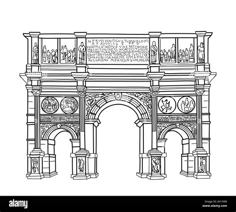 Arch Isolated Rome Famous Building Constantins Arch Vector Sketch