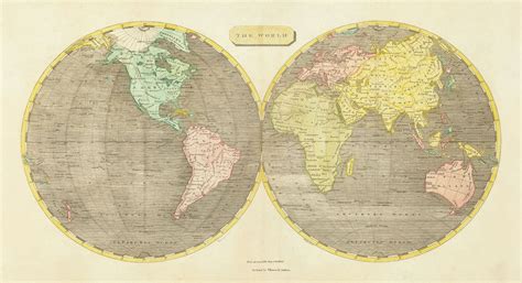 Old Double Hemisphere World Map, 1804 by Arrowsmith - Rare 19th Centur ...