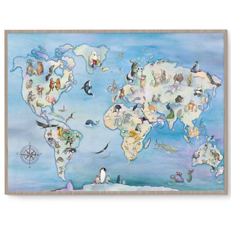 Wonderful Animal World Map Poster Print - Fizzy Pop Designs