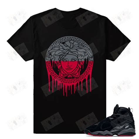 Jordan 8 Bred Sneaker Shirts Outfit " Medusa Drip " Black - Alcato Shirt